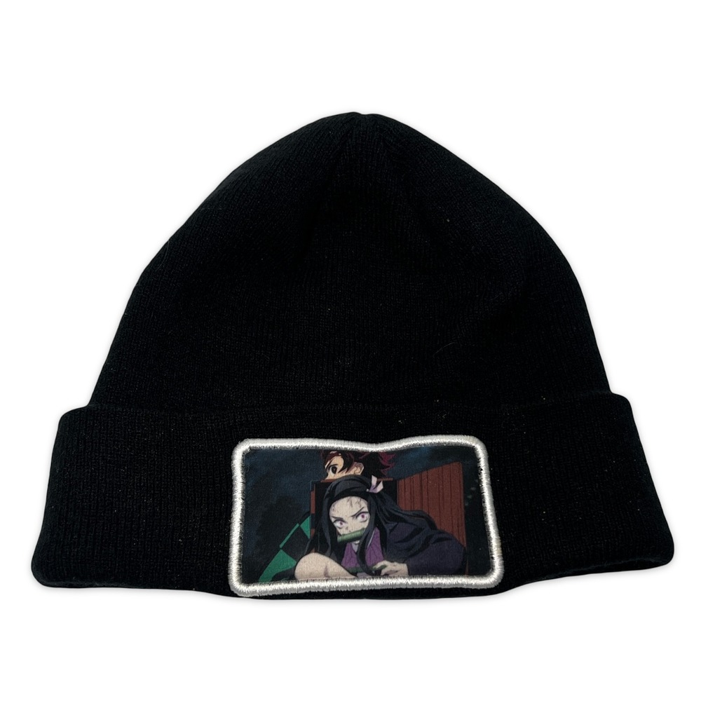 Demon Slayer Beanie Hat Unisex OSFM Black Excellent‎